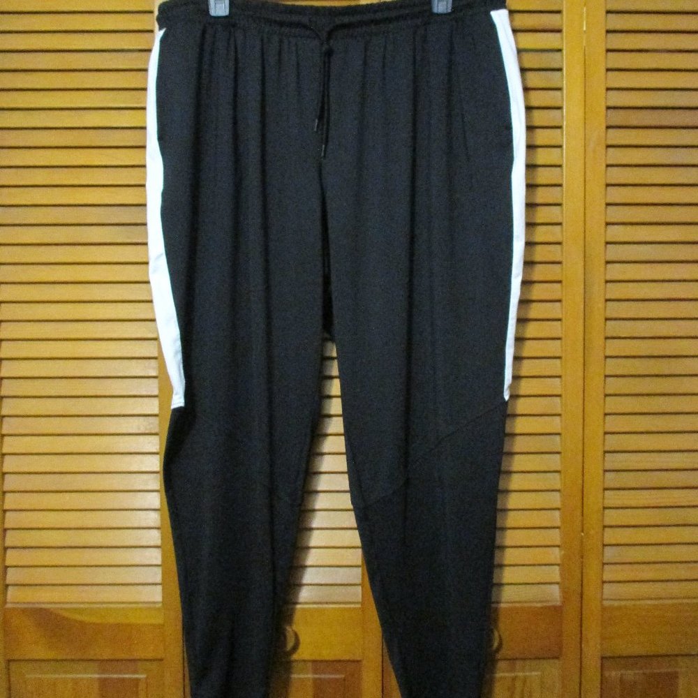 Zelos pants pull on black & white stretchy, elastic waist with pockets size 2x
